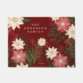 マルーンエレガントファミリー名ポインセチア・クリスマス ドアマット (正面)