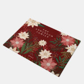 マルーンエレガントファミリー名ポインセチア・クリスマス ドアマット (アングル)
