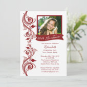 マルーンエレガントフォト卒業パーティー招待状 招待状 (スタンド正面)