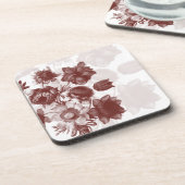 マルーンエレガントフラワーブーケコルクコースター コースター (左側)