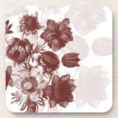マルーンエレガントフラワーブーケコルクコースター コースター (正面)