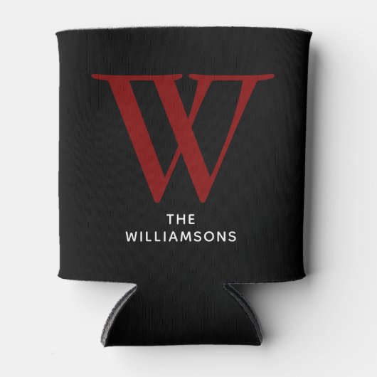 マルーンエレガントモノグラム名 缶クーラー (正面)