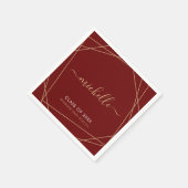 マルーンエレガント金ゴールド卒業名幾何学模様 スタンダードカクテルナプキン (角)