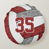 マルーンガーリー灰色バレーボールチームの色 ラウンドクッション (裏面)