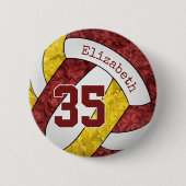 マルーンガーリー金ゴールドバレーボールチームカラー 缶バッジ (正面)