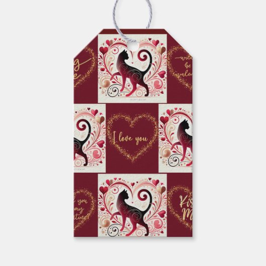 マルーンキャット – ラッピング紙 ギフトタグ (正面)