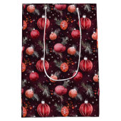 マルーンクリスマスフェスティバルオーナメント飾り ミディアムペーパーバッグ (裏面)