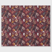 マルーンクリスマスフェスティバル装飾羽フローラ ラッピングペーパー (フラット)