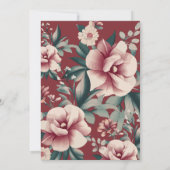 マルーンクリーム&グリーンヴィンテージ縁どフローラ結婚ズ 招待状 (裏面)