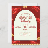 マルーンクロフィッシュボイルパーティーピクニックお祝い 招待状 (正面)