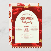マルーンクロフィッシュボイルパーティーピクニックお祝い 招待状 (正面/裏面)