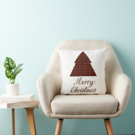 マルーングリッタークリスマスツリー – メリークリスマス クッション
