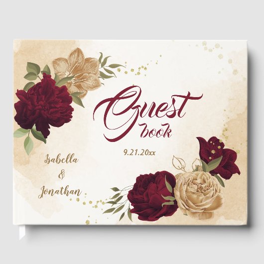 マルーングリーンベージュ金ゴールド植物学 ゲストブック (正面)
