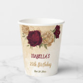 マルーングリーンベージュ金ゴールド植物学 紙コップ (正面)