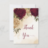 マルーングリーンベージュ金ゴールド結婚植物学 サンキューカード (正面)