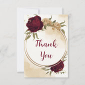 マルーングリーンベージュ金ゴールド結婚植物学 サンキューカード (正面)