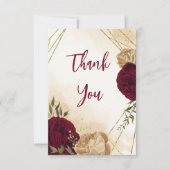 マルーングリーンベージュ金ゴールド結婚植物学 サンキューカード (正面)