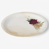 マルーングリーンベージュ金ゴールド結婚植物学 ペーパープレート (アングル)