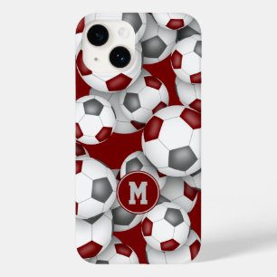マルーングレーのサッカーチームカラースポーツパターン Case-Mate iPhone 14ケース