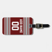 マルーングレーサッカージャージー名前をカスタムする番号 ラゲッジタグ (正面横)