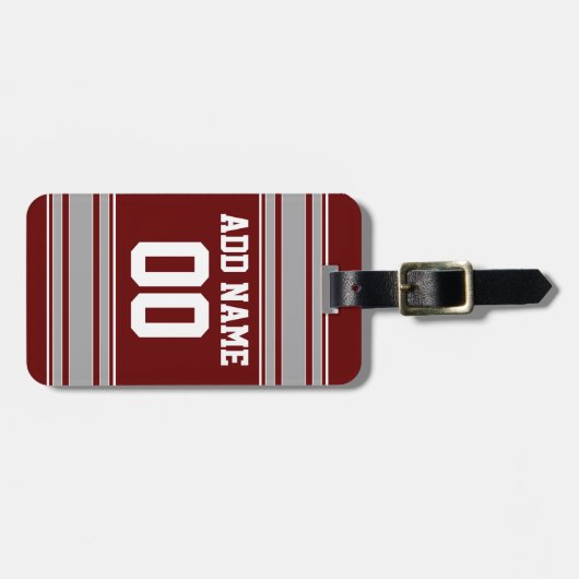 マルーングレーサッカージャージー名前をカスタムする番号 ラゲッジタグ (正面横)