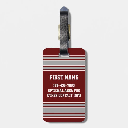 マルーングレーサッカージャージー名前をカスタムする番号 ラゲッジタグ (裏面縦)