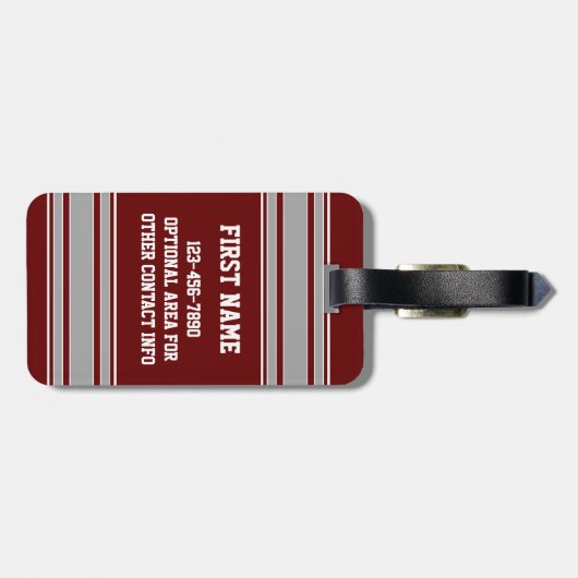 マルーングレーサッカージャージー名前をカスタムする番号 ラゲッジタグ (裏面横)