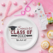 マルーングレー卒業パーティープレート ペーパープレート (パーティー)