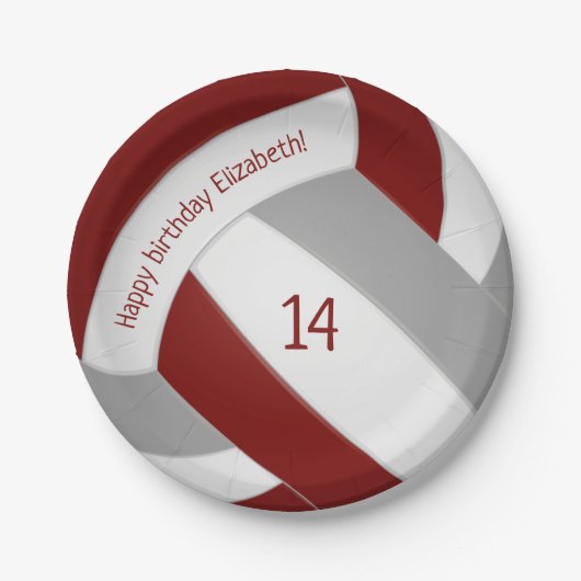 マルーングレー10代のバレーボールパーティー ペーパープレート (正面)
