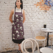 マルーンゴシックスカルとバラ名前をカスタムする エプロン