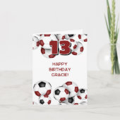 マルーンサッカーボール女の子の男の子ハッピーバースデー カード (正面)