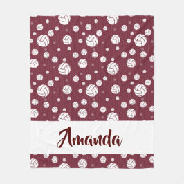 マルーンシェブロンバレーボールパターン フリースブランケット