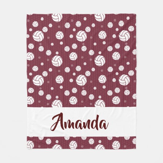 マルーンシェブロンバレーボールパターン フリースブランケット (正面)
