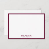 マルーンスクールカラー先生サンキューノートカード (正面/裏面)