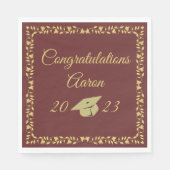 マルーンスタイリッシュ卒業パーティーの高級金ゴールド スタンダードランチョンナプキン (正面)