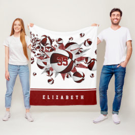 マルーンスポーツデコガールズバスケットボールのスター フリースブランケット