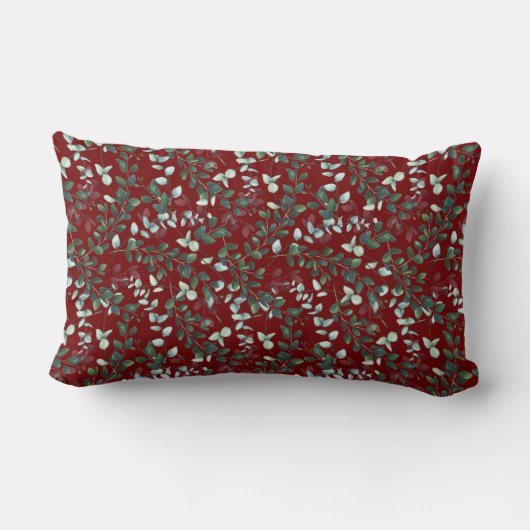 マルーンタイニーリーフプリントランバー装飾用クッション ランバークッション (裏面)