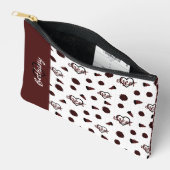 マルーンチアハート、ポンポン、メガホンパターン アクセサリーポーチ (見開き)
