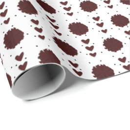 マルーンチアリーダー ポンポン & ハート柄 ラッピングペーパー