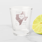 マルーンテキサス州カーリング結婚リボンの日付 ショットグラス (裏面)