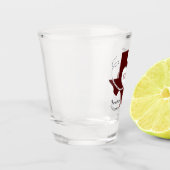 マルーンテキサス州カーリング結婚リボンの日付 ショットグラス (左)