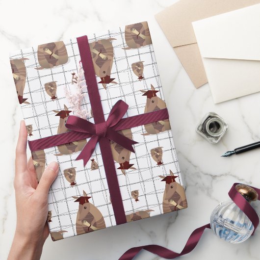 マルーンテキサス州卒業アルマジロ ラッピングペーパー