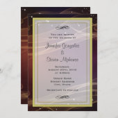 マルーンデザインウィスピー金ゴールドアクセント結婚ズ 招待状 (正面/裏面)