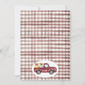 マルーントラックパンプキ離れンズ乾草の最初の誕生日 招待状 (裏面)