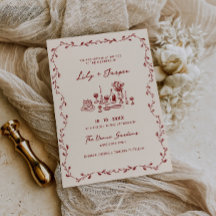 マルーンハンドドロッド結婚式招待状