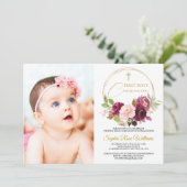 マルーンバラフローラフォトガールファースト聖餐式 招待状 (スタンド正面)