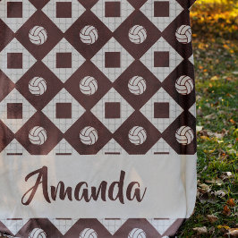 マルーンバレーボールアーガイルパターン フリースブランケット