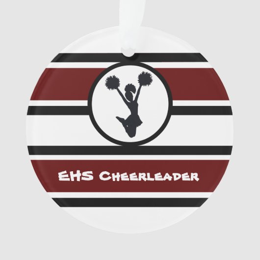 マルーンパーソナライズされたとブラック・チアリーダーオーナメント オーナメント (正面)
