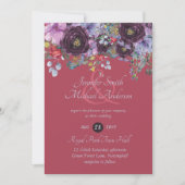 マルーンパープルピンクベリーフローラ結婚式招待状 (正面)