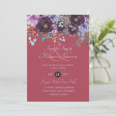 マルーンパープルピンクベリーフローラ結婚式招待状 (スタンド正面)